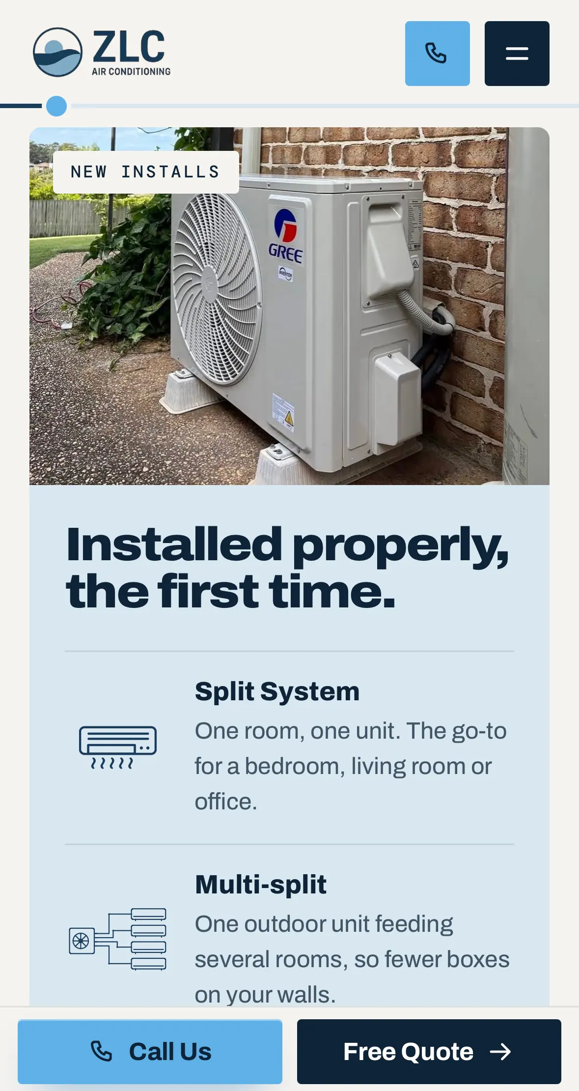 ZLC Air Conditioning on a phone